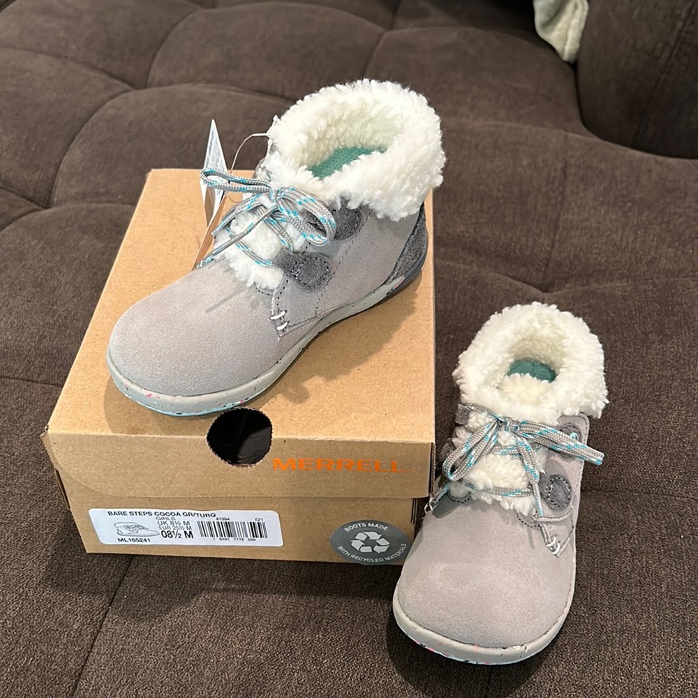 Merrell Bare Steps Cocoa Gray/Turquoise Boots